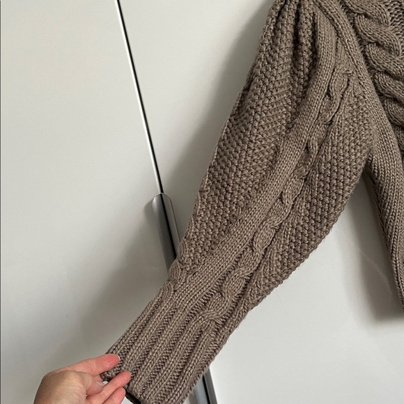 ASTR REVOLVE Taupe Brown Cable Knit Turtleneck Cropped Sweater, Size M - Picture 8 of 15